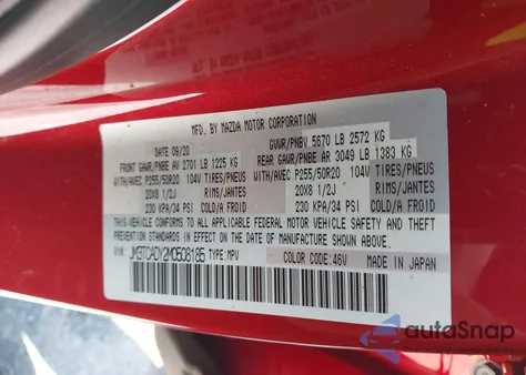 2021 Mazda Cx-9 Grand Touring from USA, damaged, VIN JM3TCADY2M0508185